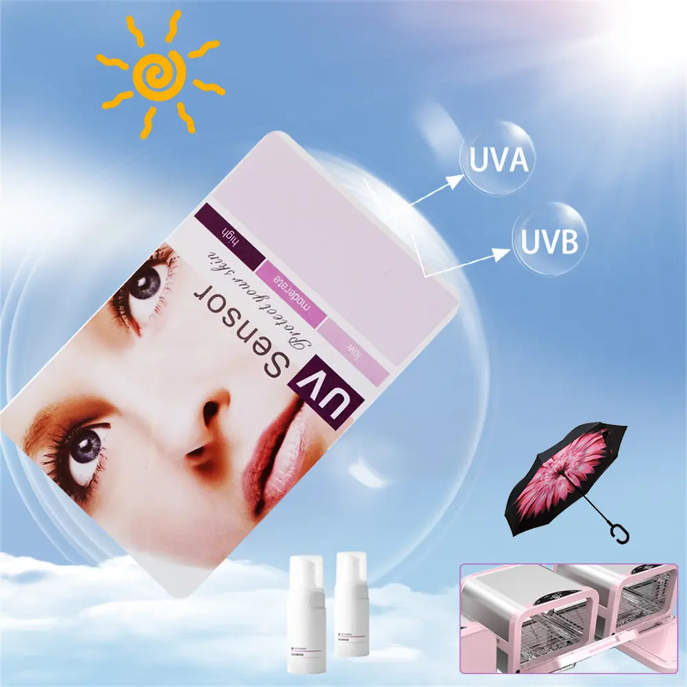 UV Test Card UV Test Card English Version Photosensitive Discoloration PVC Card Summer Sunscreen Anti-ultraviolet Test Card