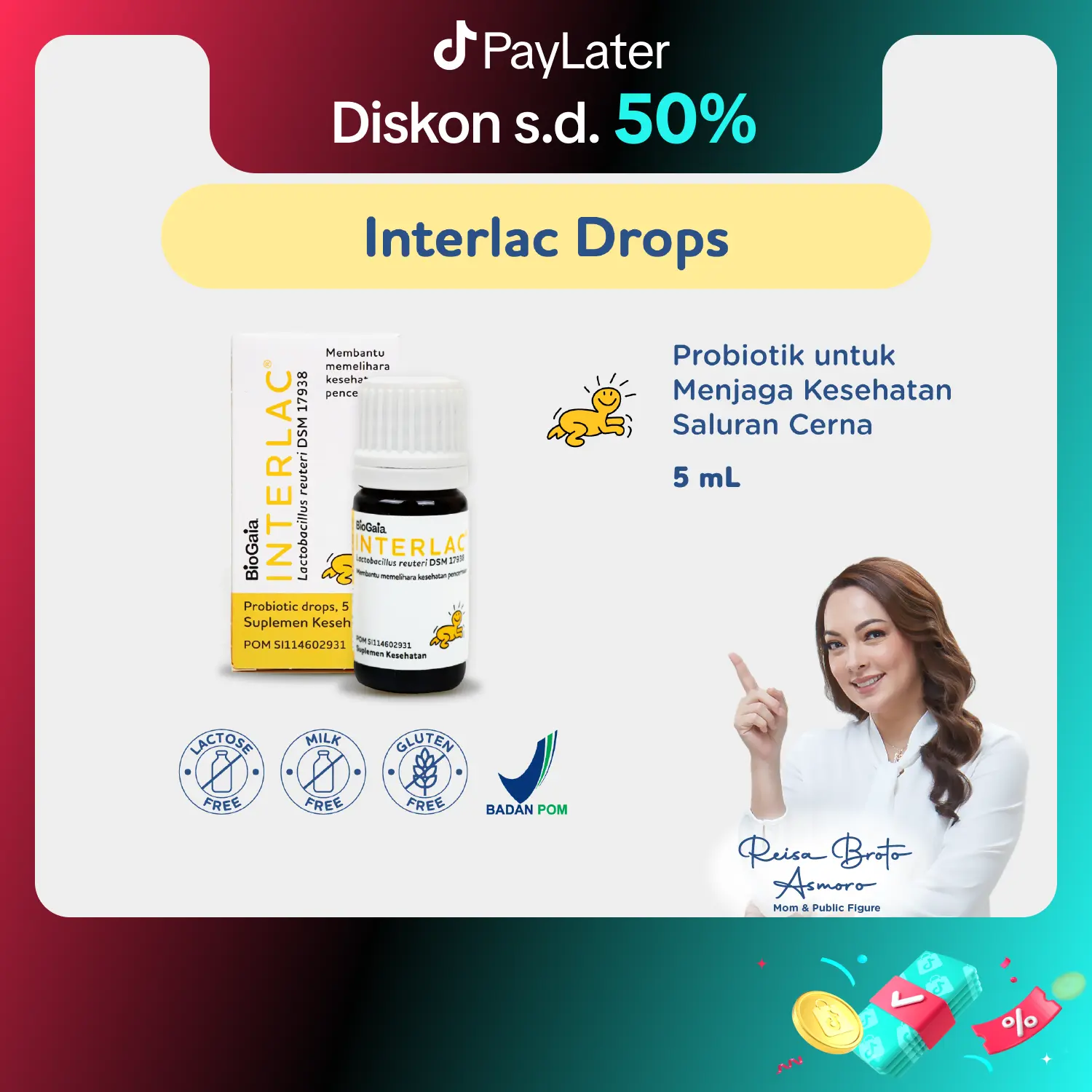 Interlac Probiotik Drops 5ml - Menjaga Kesehatan Saluran Pencernaan Bayi dan Anak