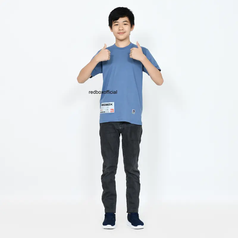 Baju Kaos Anak Tanggung Laki Laki Premium Distro Kekinian Clothing Karakter Katun Combed Biru Denim REDBOX Original Fashion 6
