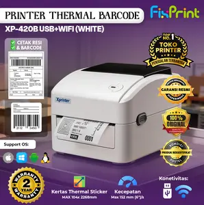 Printer Resi Label Barcode XP-420B XP-423B Bluetooth New XPrinter Thermal XP420B Kertas Resi 100x150 Isi 12 Roll