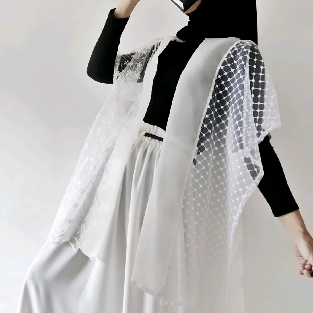 minimalistyle - RAYYA Long Outer Squins Raya Lebaran Vest Brokat Tille Renda Silk Shimmer Muslim Panjang Squin Vest Brukat