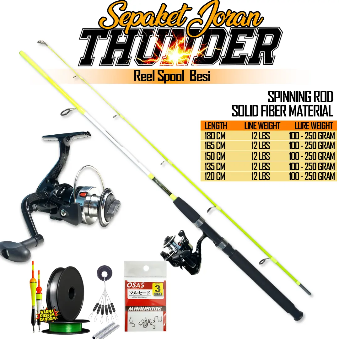 Joran Pancing  X-BLADE Thunder dan Udang Mabokk Sambung 2 Fiber Solid Murah Set Lengkap COD Gratis Ongkir