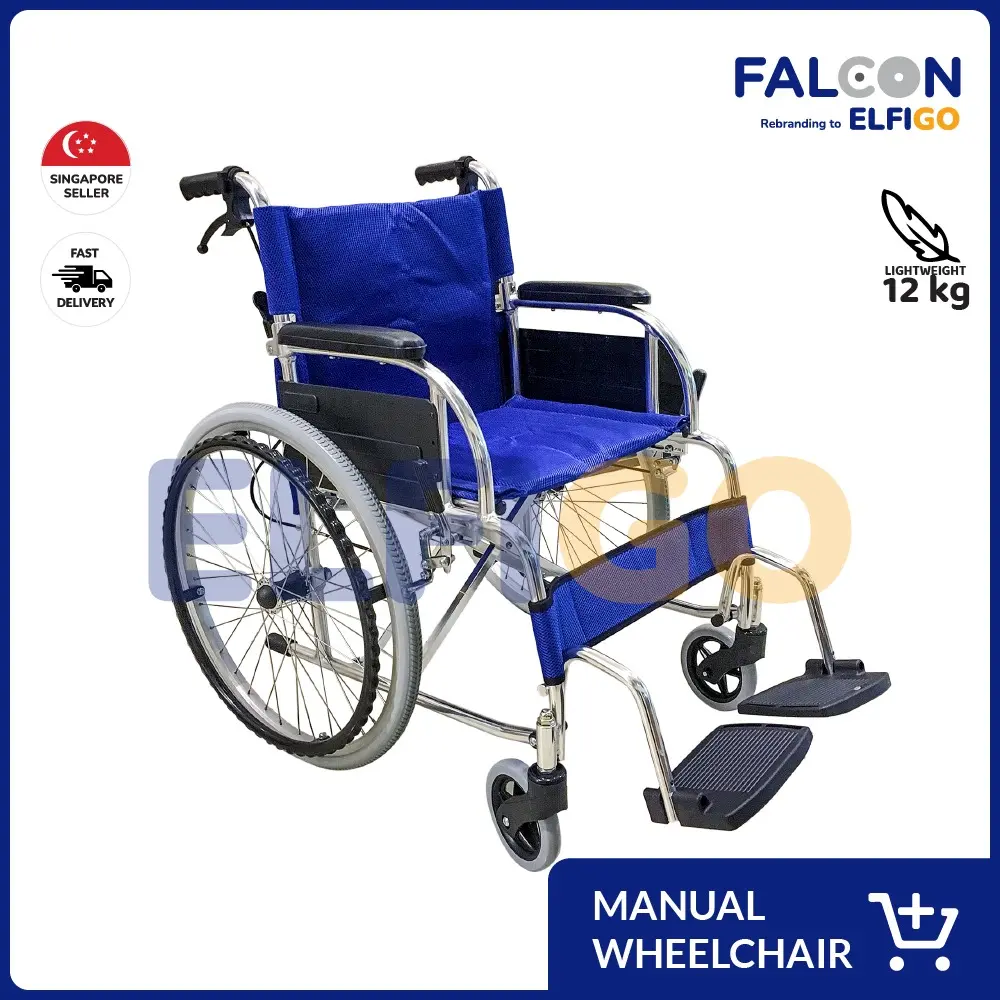Falcon Elfigo Lightweight Aluminium Wheelchair - Foldable Wheelchair for Elderly