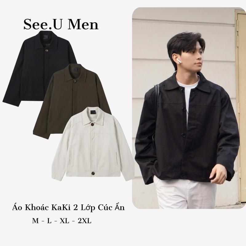 Áo Khoác Kaki Nam Áo Khoác Nam Basic Có Cúc Unisex Cổ Bẻ Phong Cách Thanh Lịch SeeUMen AK04