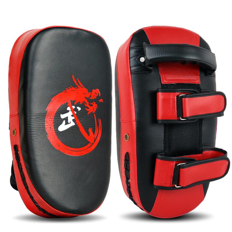 Product Introduction of 1PCS Curved Boxing Muay Thai Hand Target Wear Resistant Shock-Absorbing Faux Leather Kick Target 4