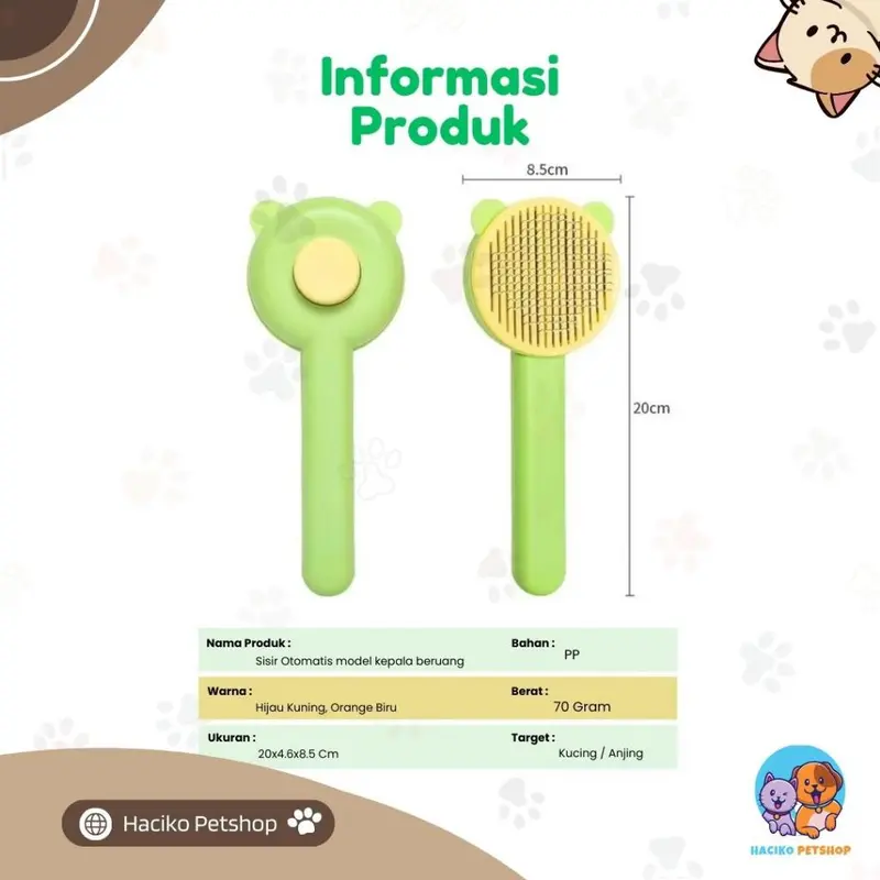 Sisir Bulu Kucing Sisir Grooming Press Kucing Sisir grooming Kucing Anjing Pet Hair Comb 4
