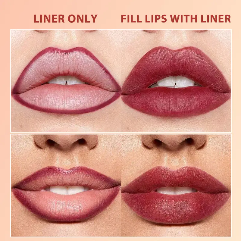 Long Lasting Lip Liner Set, Matte Easy Coloring Lip Liner Pencil, Natural Lip Makeup Tool for Women & Girls, Cosmetic 5