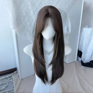 Wig daily Layer/Wig korean style/Rambut wig wanita/wig tanpa poni/Wig wanita full kepala/Wig naturaal wanita/Wig rambut panjang/Rambut palsu wanita panjang/wik rambut wanita panjang/Wig wanita full kepala
