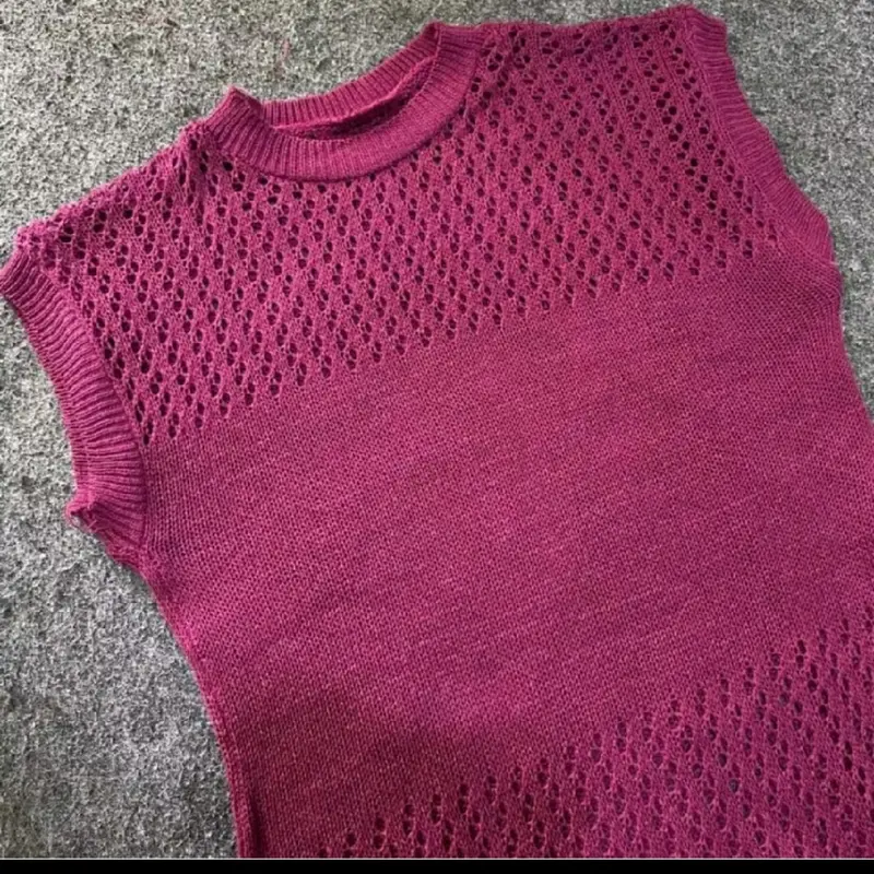 Ruby tunik jaring - Atasan wanita tanpa lengan - tunik rajut belah samping 2