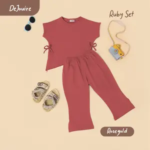 DeJouire - Setelan Anak Perempuan One Set Anak Perempuan Setelan Celana Panjang Setelan Anak Perempuan Cutbray Ruby Set