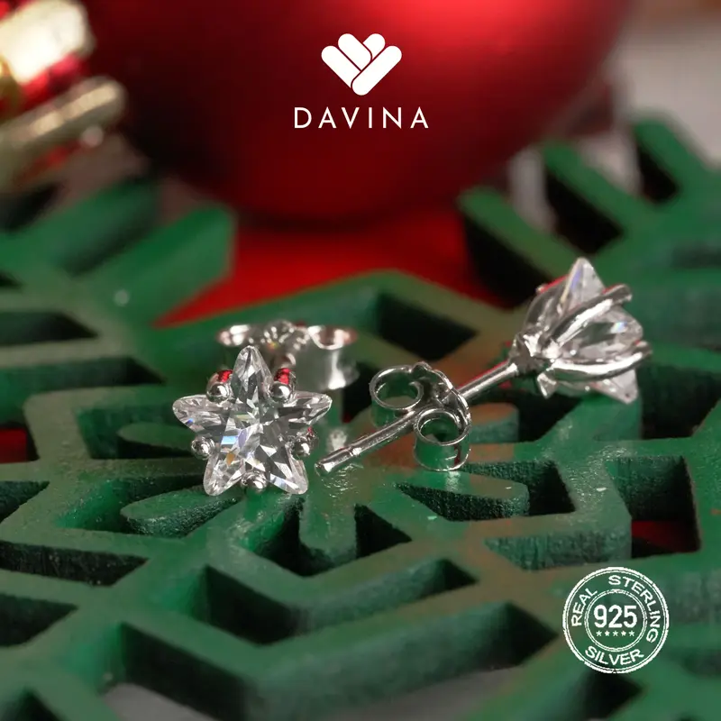 DAVINA Ladies Seila Earrings Sterling Silver 925 - Anting Wanita Perak S925 Tusuk Bintang 4