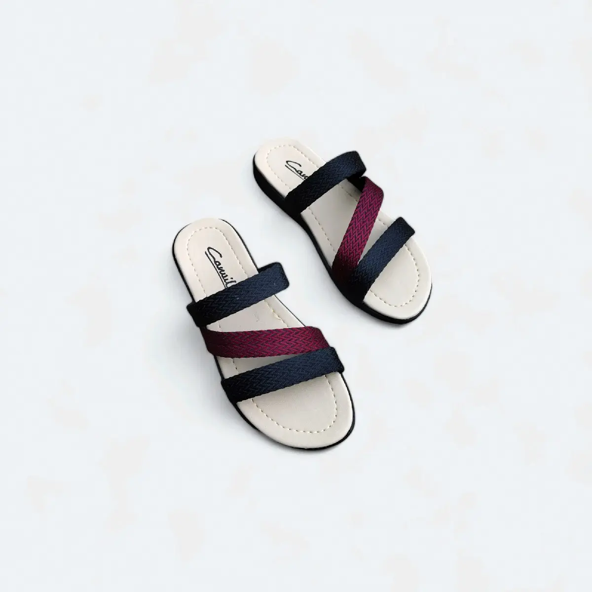 Sandal Karet Wanita Slempang Shoes Selop Cewek anggun ivory Sendal Sendal