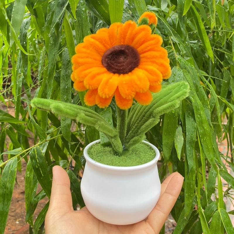 Chậu Hoa Mini Thành phẩm Từ Kẽm nhung -Làm Quà Tặng- Trang Trí