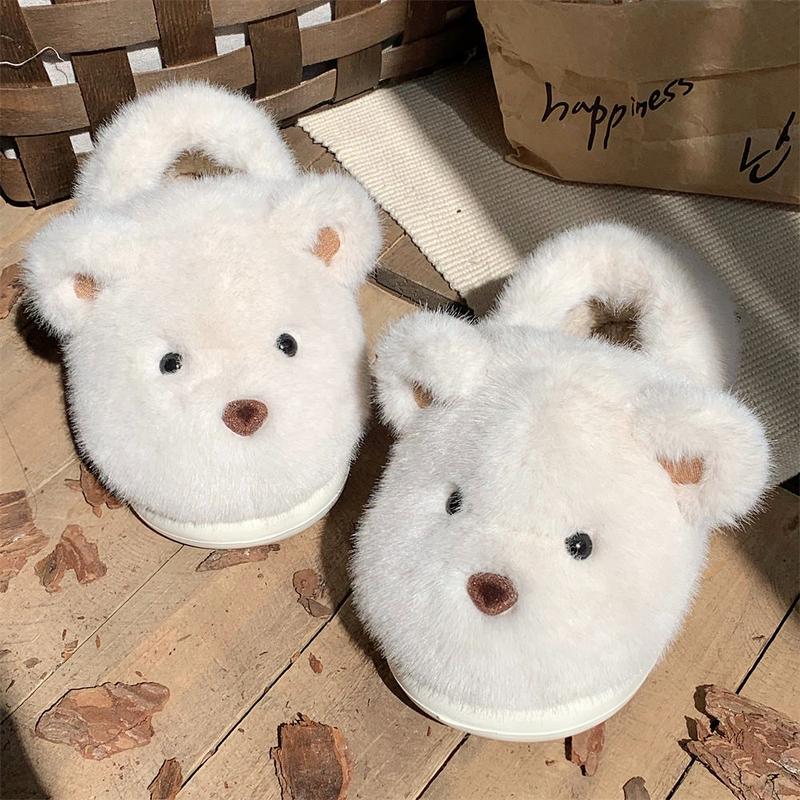 Dép Bông Cho Nữ XIXITIAO Thiết Kế Hình Gấu Hoạt Hình Dễ Thương Chất Liệu Cotton Đế EVA Ấm Áp Mùa Đông Dép Bông Cặp Đôi Có 3 Màu Cỡ: 36-45 DéP Slipper Hoa Nhung Women Có Quai Đồng