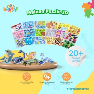 30pc (1 pack) Puzzle 3D Motif Hewan laut Dino Animal Serangga Pesawat Kendaraan Transportasi | Mainan Edukasi DIY