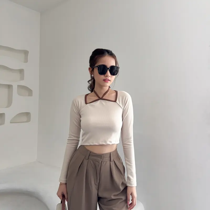 NASA Joya Top - Atasan Wanita Knit Crop Top Baju Knit Wanita Lengan Panjang Basic Long Sleeve 4
