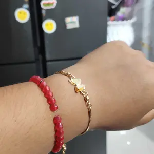 Jewelry Gelang Titanium Wanita Anti Karat Berlian Kupu Gelang gaya Korea Perak/Emas Modis dan serbaguna