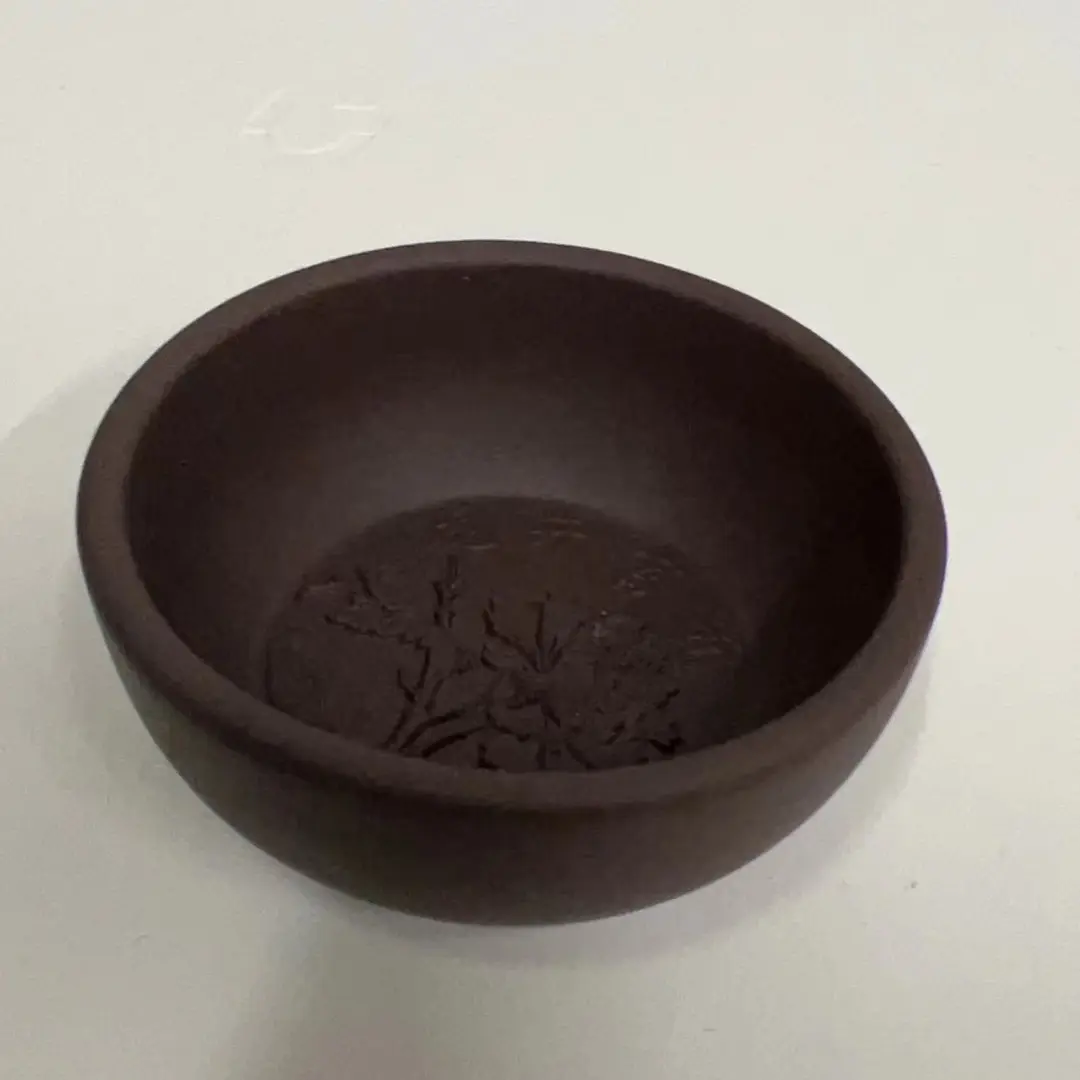8013-Handmade Yixing purple clay cup, blooming flowers and riches cup Buy 1 get 2