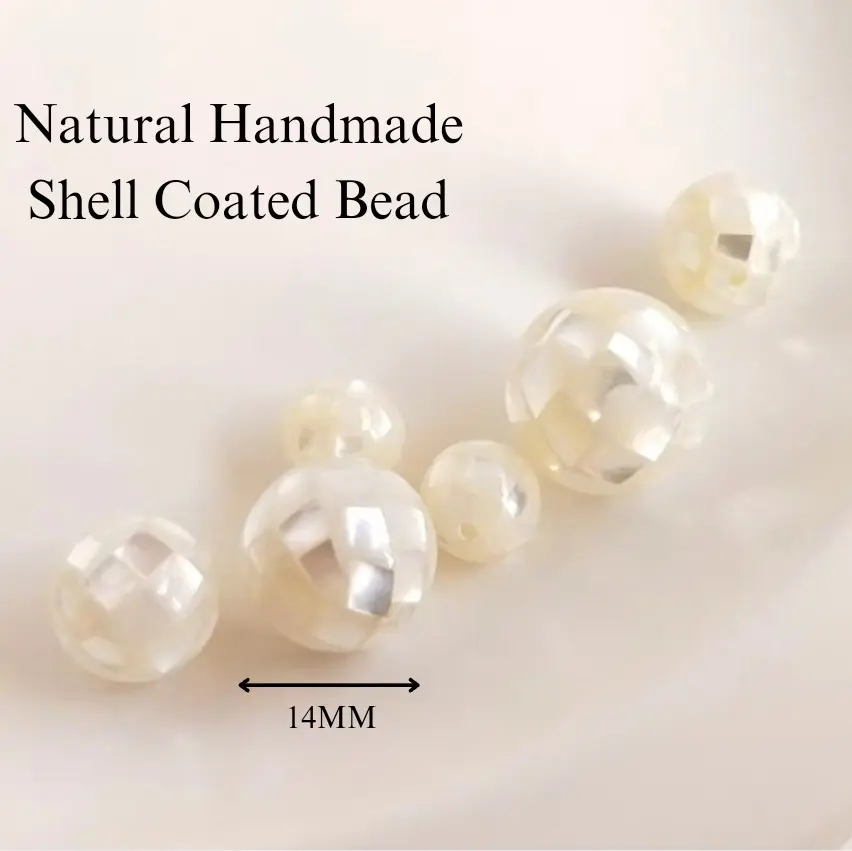 Instock - Natural Handmade Shell Coated Beads