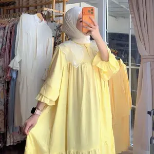 Ready Series IED Midi dres lengan balon kerah rayon twil premium quality by galery hafizhah