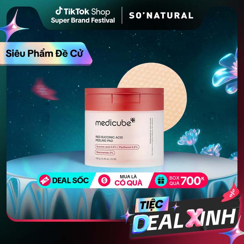 [155G] Toner Pad Hỗ Trợ Dịu Mụn Medicube Red Succinic Acid Pad 70 Miếng