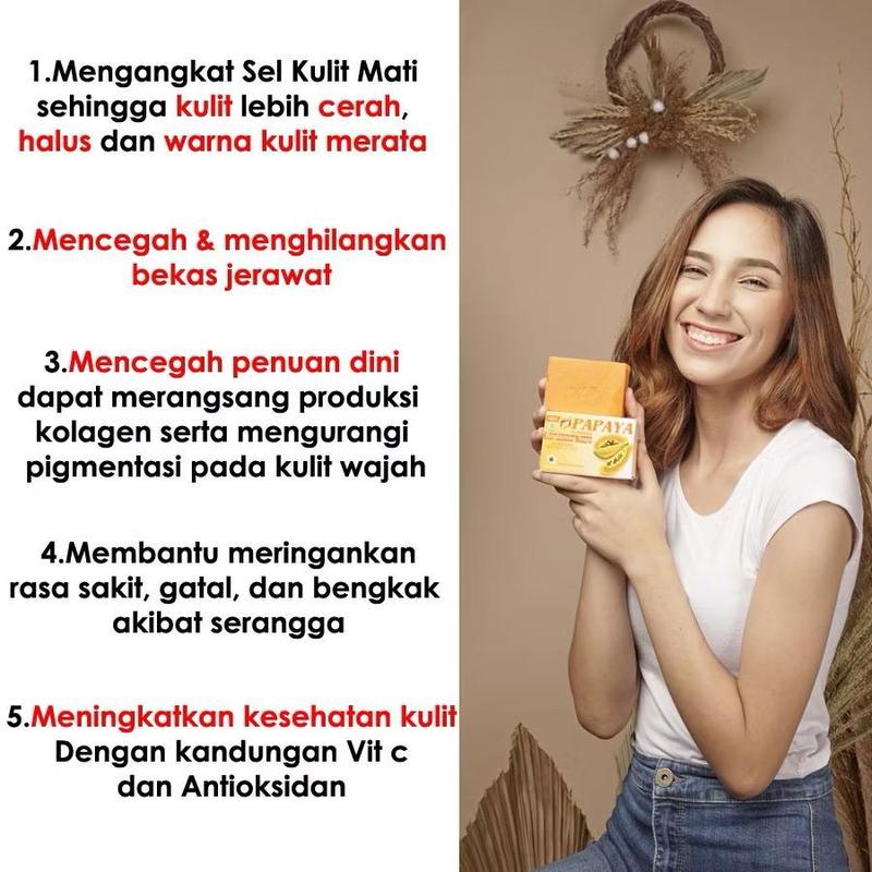 Sabun Batang Kulit Kusam Terlaris - Sabun Papaya Brightening Soap - Mandi, Mencerahkan 3