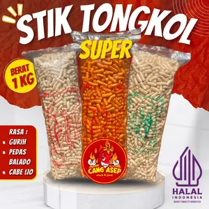 1KG BESAR STIK TONGKOL SUPER-Asep cemilan Snack Food Pedas Keripik kerupuk Makanan cabe ijo