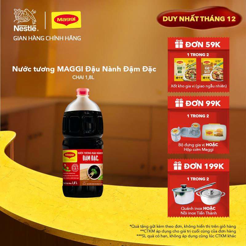   Voucher giảm thêm đến 50k  Nestlé VN Nước tương Nestlé MAGGI Đậu Nành Đậm Đặc với đậu nành lên men tự nhiên  chai 1,8L  - ST 