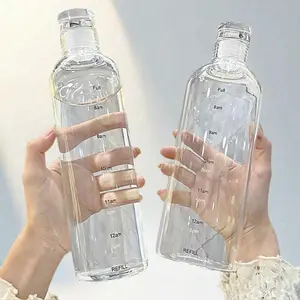 Botol Minum Kaca Bening Aesthetic 500 ml Dengan Penanda Waktu