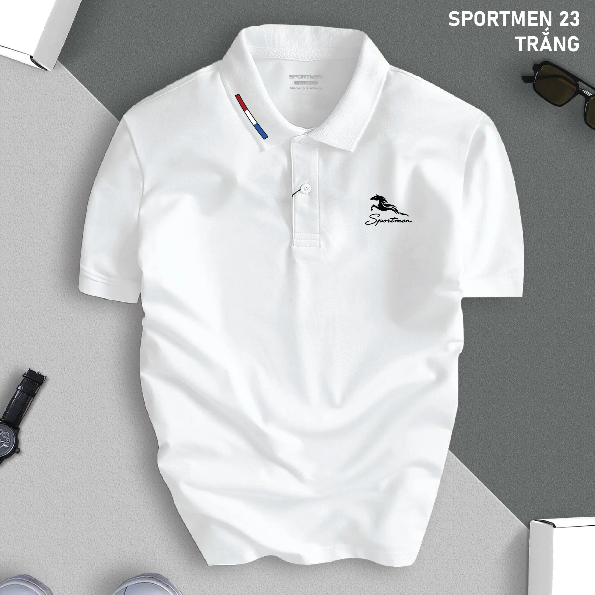 Áo phông SPORTMEN 23 cổ bẻ BASIC CVC vải cá sấu sang trọng, lịch lãm, thoáng mát Menswear
