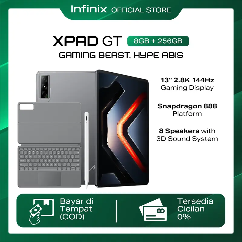 Infinix XPAD GT 8/256GB - Qualcomm Snapdragon 888 - 13" 144Hz  - 10000 mAh - 8 Speakers with 3D Sound System - Wifi Only 0