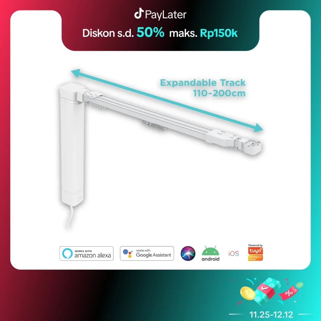 BARDI Curtain Motor with Expandable Track 1.1-2 Meter