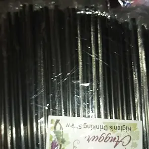 500 PCS Sedotan Plastik Steril Higienis 6mm X 20cm Hitam Ujung Lancip Runcing / Sedotan  Es Teh Solo