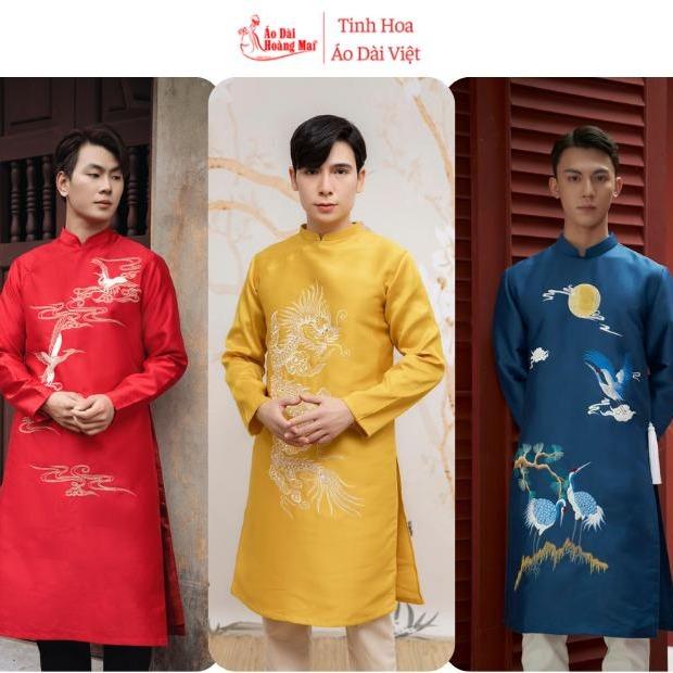 Áo dài nam cách tân nam bigsize thiết kế thêu đẹp cao cấp {50-105kg} - Mặc Tết Đi Lễ Chụp Ảnh Cưới Hỏi - Áo Dài Hoàng Mai