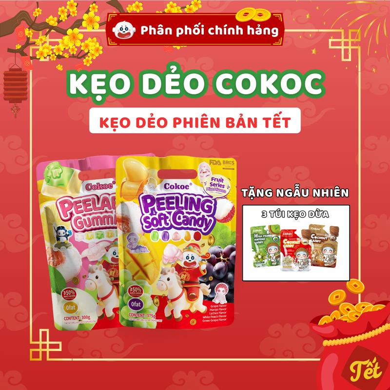 New Year - Cokoc Kẹo dẻo dẻo bóc vỏ 300G 375G Snack Trái Cây Mềm Dẻo Nhiều Vị Không Chất Bảo Quản Cho Gia Đình & Bé Từ 3 Tuổi Freeship Toàn Quốc,Thức Ăn Candy Food
