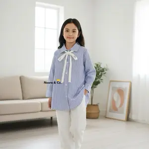 Anchika Setelan Anak Perempuan Kemeja panjang Bahan katun & Celana Cringkle Usia 5-12 Tahun