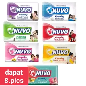 Nuvo Sabun Mandi Family Paket 8 Pcs - Antibacterial & Mild Protect - Cocok untuk Seluruh Anggota Keluarga