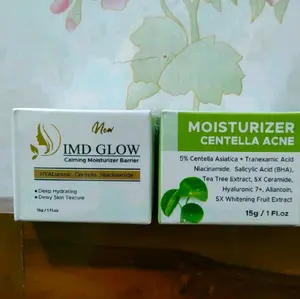 IMD GLOW Calming Moisturizer Barrier & MOISTURIZER CENTELLA ACNE dengan Hyaluronic Centella Niacinamide untuk Kulit Cerah dan Lembab