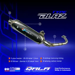 Knalpot Mio QALA Performance BLAZ Standar Racing Suara Bass Adem Motor Matic Harian