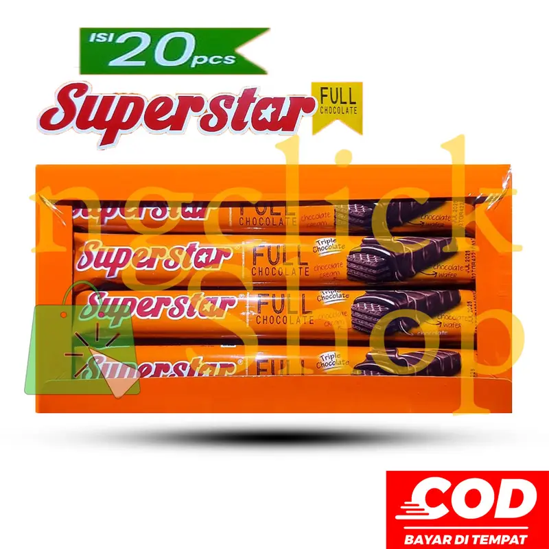 Superstar Triple Chocolate Wafer 385g 1 Box Isi 20 Full Chocolate Cokelat Camilan 0