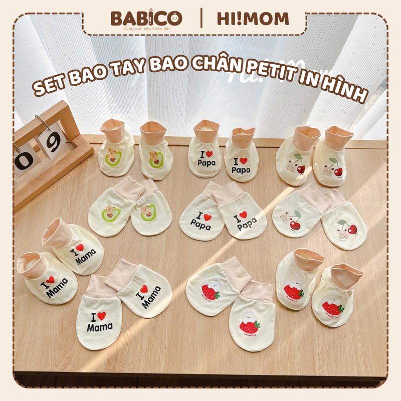 Set Bao Tay Bao Chân Hãng Hi! Mom Cho Bé Sơ Sinh Vải Petit Thun Lạnh Mềm Mại Và Đáng Yêu (Himom Mã Mới)
