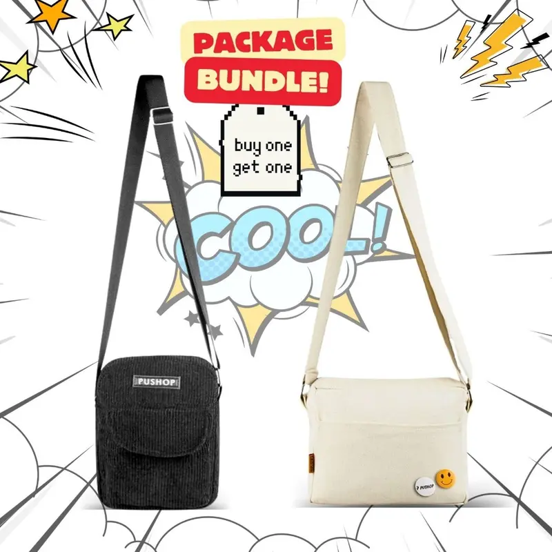 Beli 1 Dapat 2 Tas selempang casual - Paket Canvas Corduroy Pushop Hotshop 3