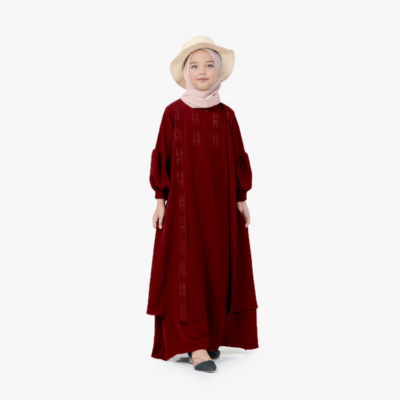 Basadzhi Kids Baju Muslim Anak Usia 5Th Sampai 13 Th Bahan Cey Crinkle Cantik Kancing Nyaman Hitam Variasi Putih Gamis Tanggung 6