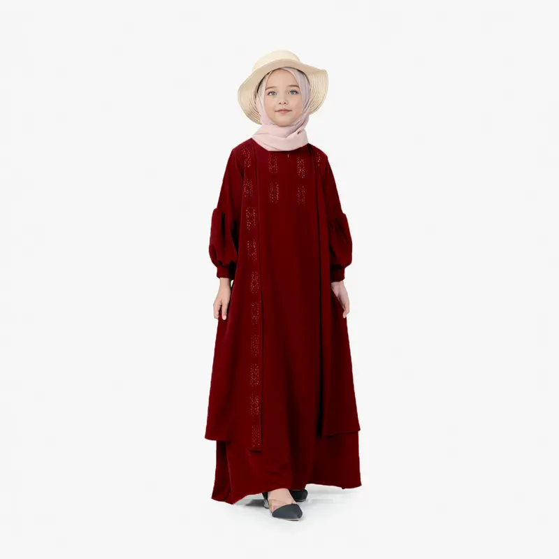 Basadzhi Kids Baju Muslim Anak Usia 5Th Sampai 13 Th Bahan Cey Crinkle Cantik Kancing Nyaman Hitam Variasi Putih Gamis Tanggung 5