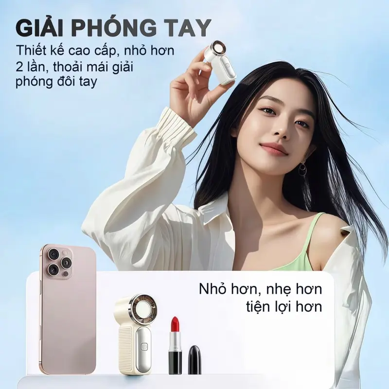 Quạt cầm tay S1 Mini tốc độ cao , 100 mức gió, pin 1800mAh làm mát nhanh, quạt tích điện S1 Mini Thiết Kế Đẹp Có Màn Hình led. | BigBuy360 - bigbuy360.vn