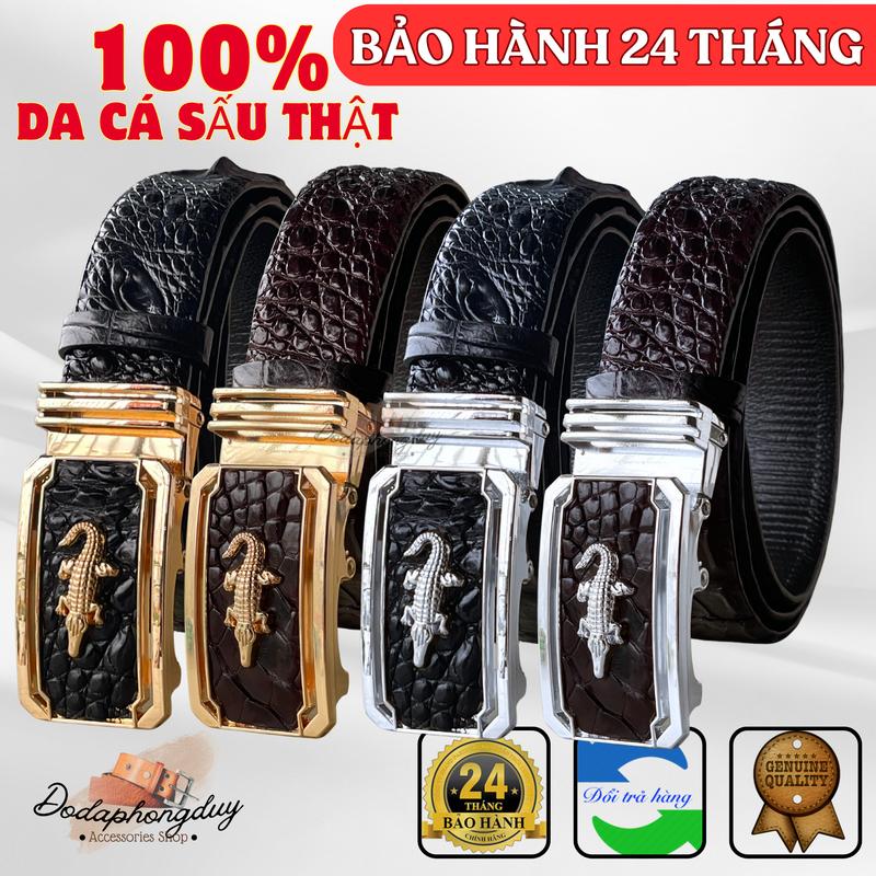 Thắt Lưng Da Cá Sấu, Đầu Khóa Tự Động - Bảo Hành 24 tháng