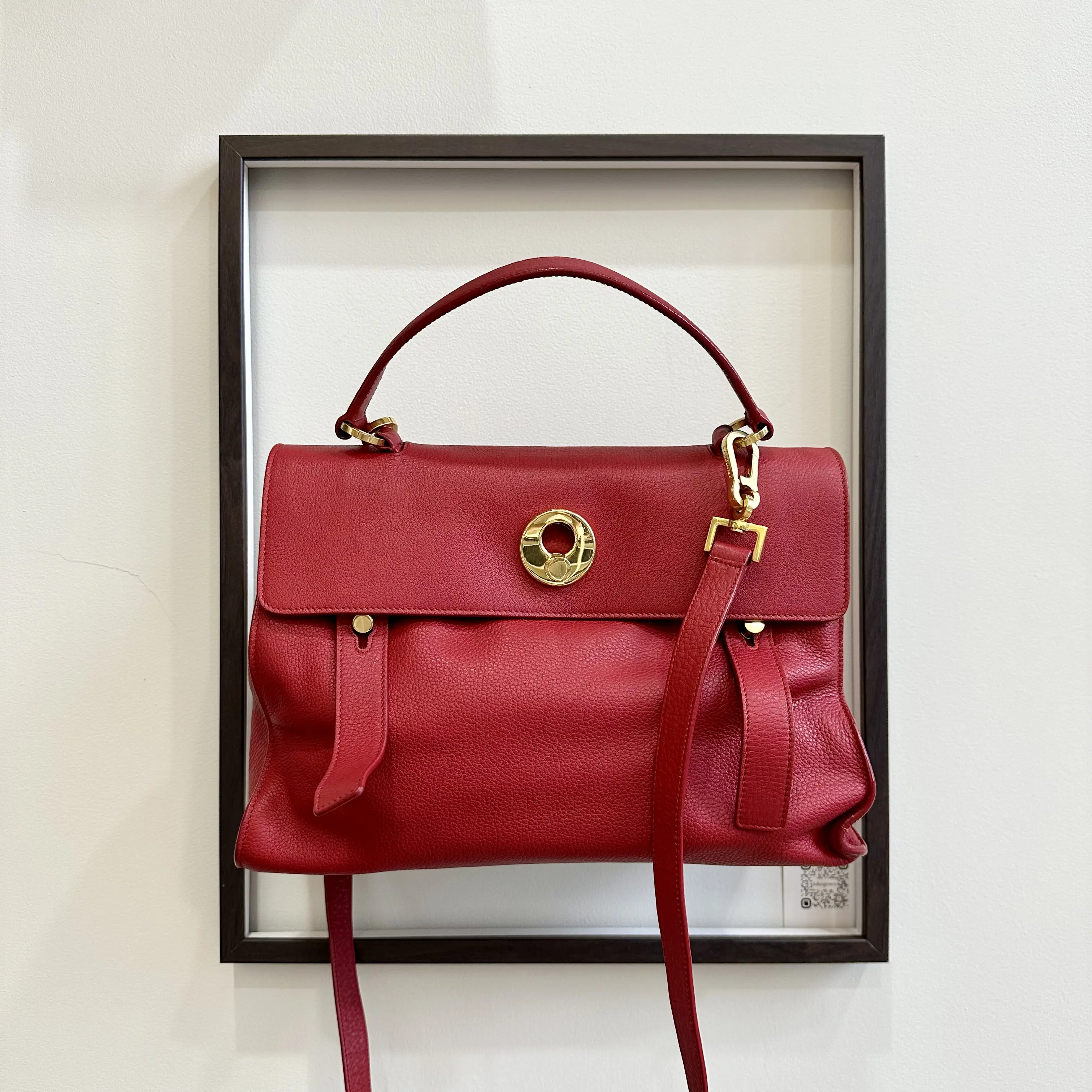 [Preloved] YSL Muse Two Red Grained Leather Satchel Shoulder Bag GHW