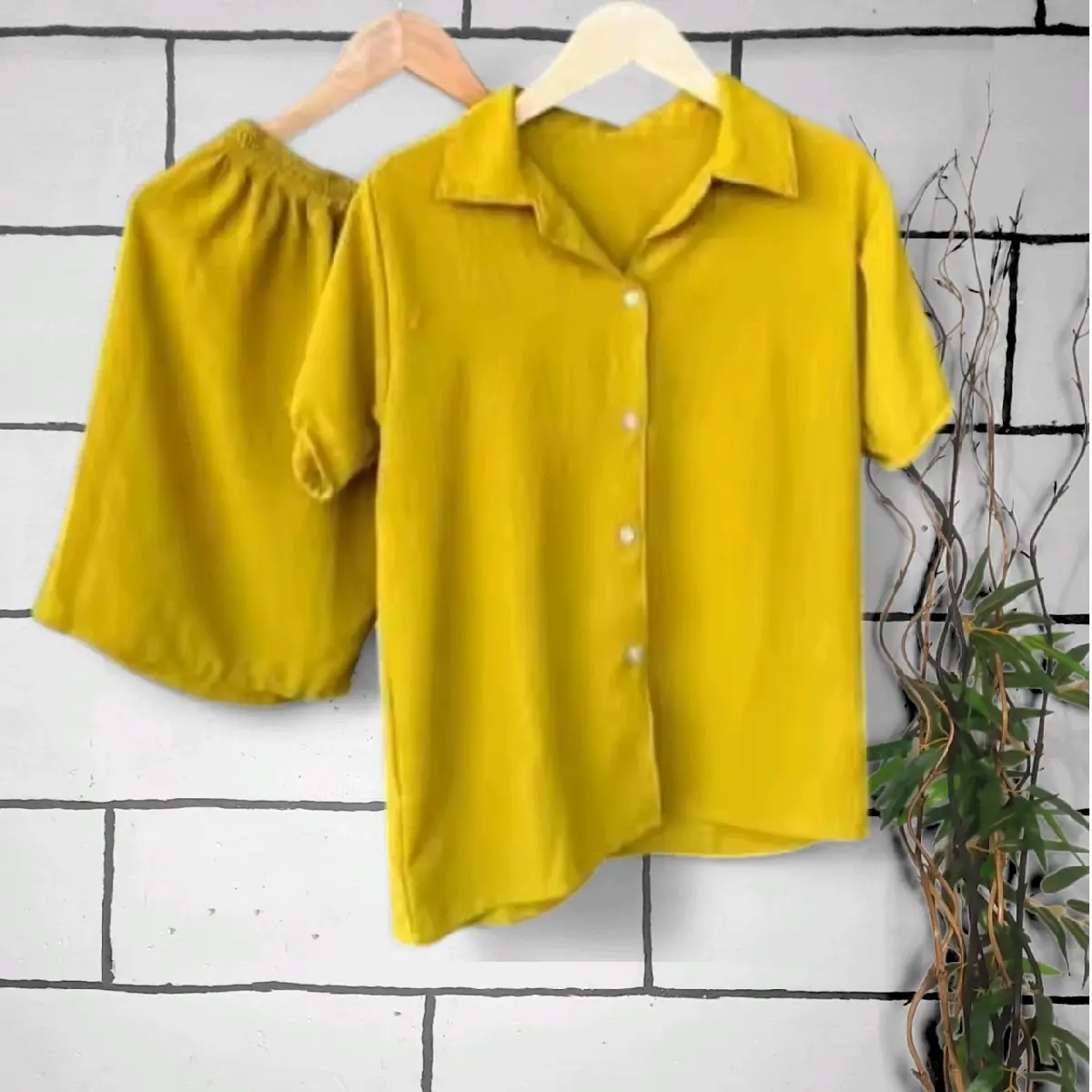 Baju Setelan Pendek Wanita Cringkel Airflow l CPDKH l One Set Piyama Perempuan Santai Busui  Nyaman