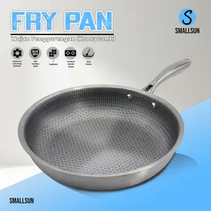 [SS] Wajan Penggorengan Stainless Steel 304 Dengan Lapisan Anti Lengket Honeycomb 28cm & 30cm Kitchenware Panci Berkualitas