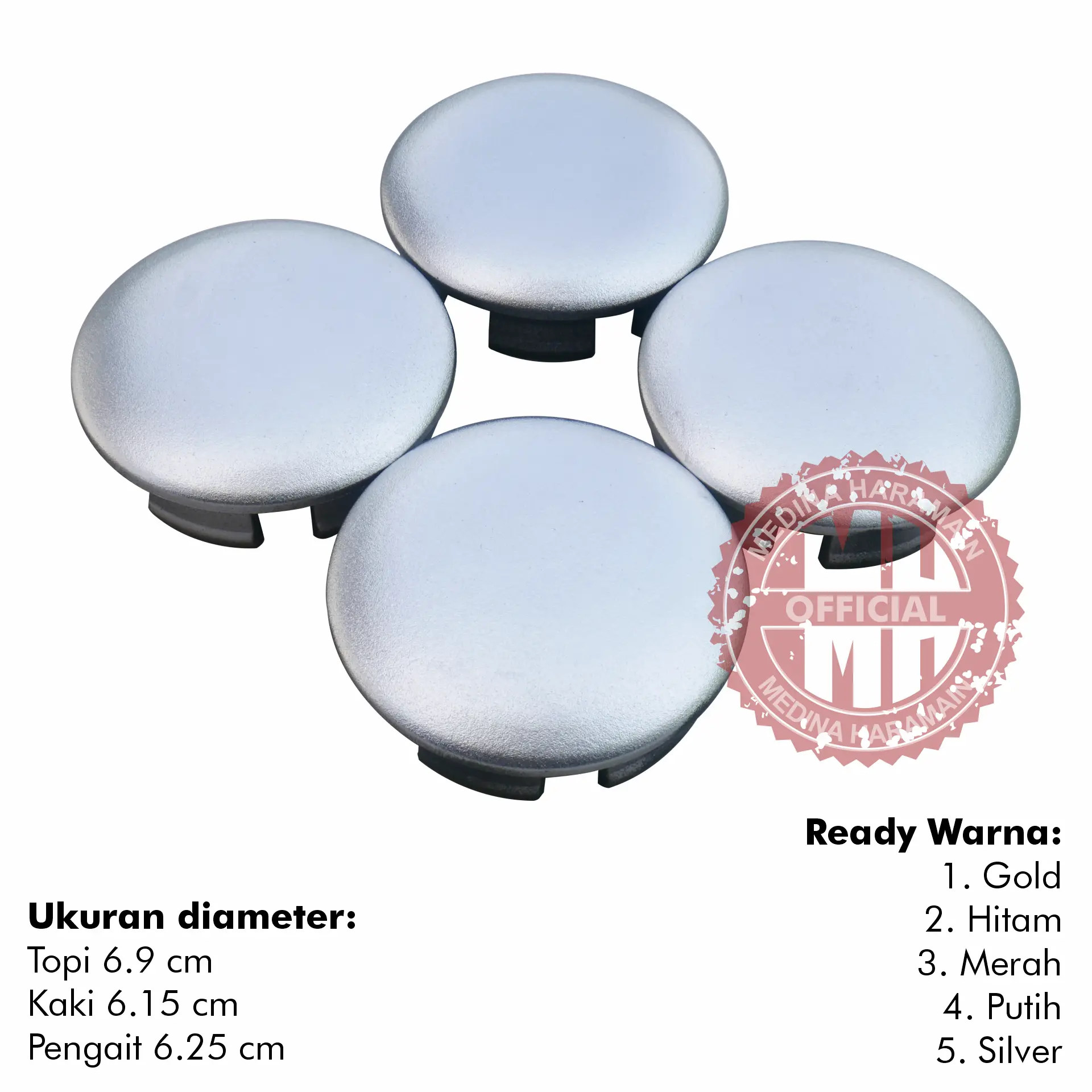 TUTUP DOP VELG PANTHER LAMA KOTAK OLD SILVER GOLD EMAS MERAH HITAM PUTIH TOPI 6.9 CM KAKI 6.15 CM
